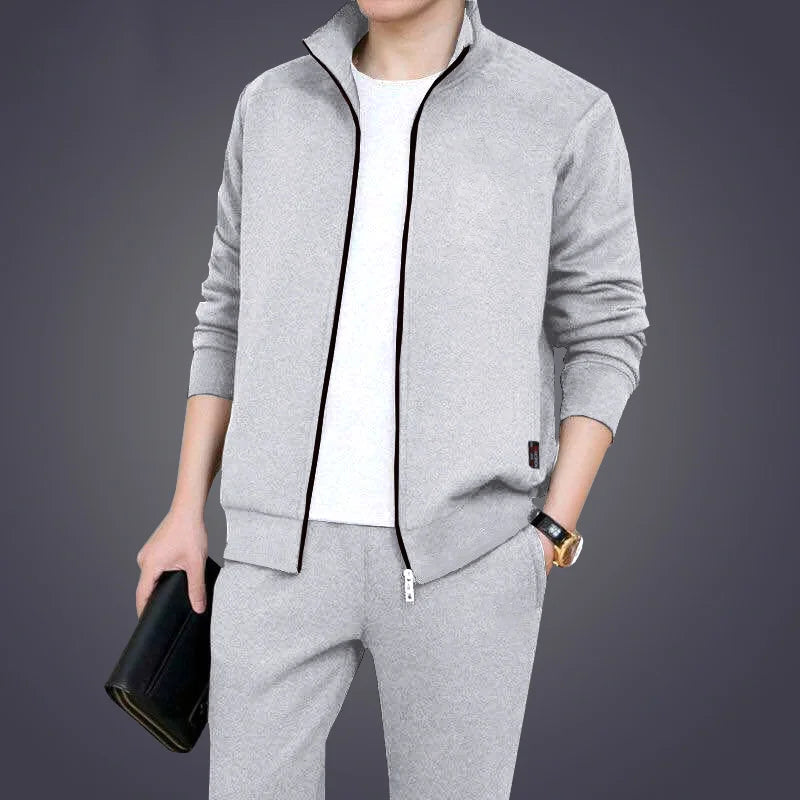 Customized logo Men's Spring and Autumn Two-piece Set Trendy Cardigan Casual Sports Set
