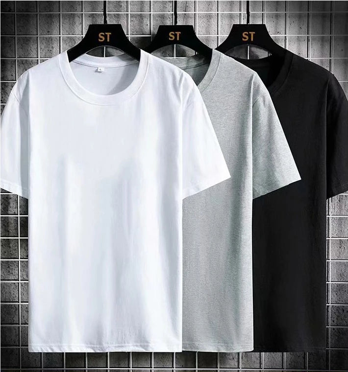 S-5XL Cotton T-shirt Men's Short Sleeved T-shirt Round Neck  Vintage T-shirt