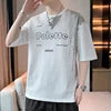 ANSZKTN New Summer Men Loose Clothing Student Short Sleeve T-shirt Pure Cotton Ice Silk Top Round Neck Half Sleeve T-shirt