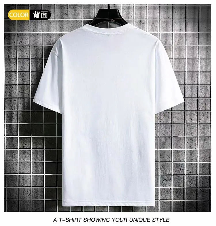 S-5XL Cotton T-shirt Men's Short Sleeved T-shirt Round Neck  Vintage T-shirt