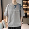 ANSZKTN New Summer Men Loose Clothing Student Short Sleeve T-shirt Pure Cotton Ice Silk Top Round Neck Half Sleeve T-shirt