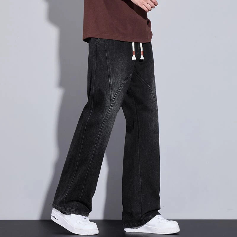 High Quality Hipster All-Flared Elasticated Denim Mopping Pants Loose and Customizable Jeans