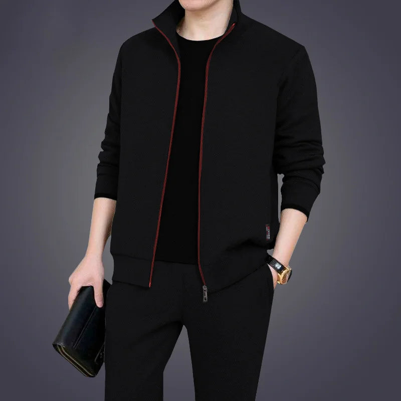 Customized logo Men's Spring and Autumn Two-piece Set Trendy Cardigan Casual Sports Set