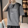 ANSZKTN New Summer Men Loose Clothing Student Short Sleeve T-shirt Pure Cotton Ice Silk Top Round Neck Half Sleeve T-shirt