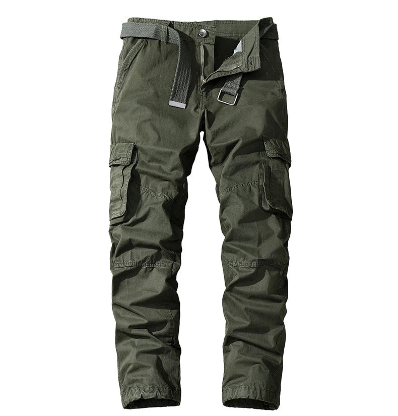 New Casual Straight Fit Cargo Pants for Man Cotton Relaxed Fit Cargo Pants Multi Pockets Outfit Regular Cargo Trousers Men