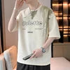 ANSZKTN New Summer Men Loose Clothing Student Short Sleeve T-shirt Pure Cotton Ice Silk Top Round Neck Half Sleeve T-shirt