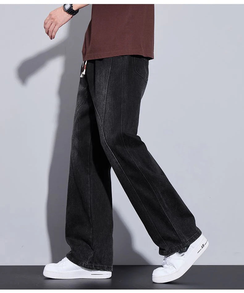 High Quality Hipster All-Flared Elasticated Denim Mopping Pants Loose and Customizable Jeans