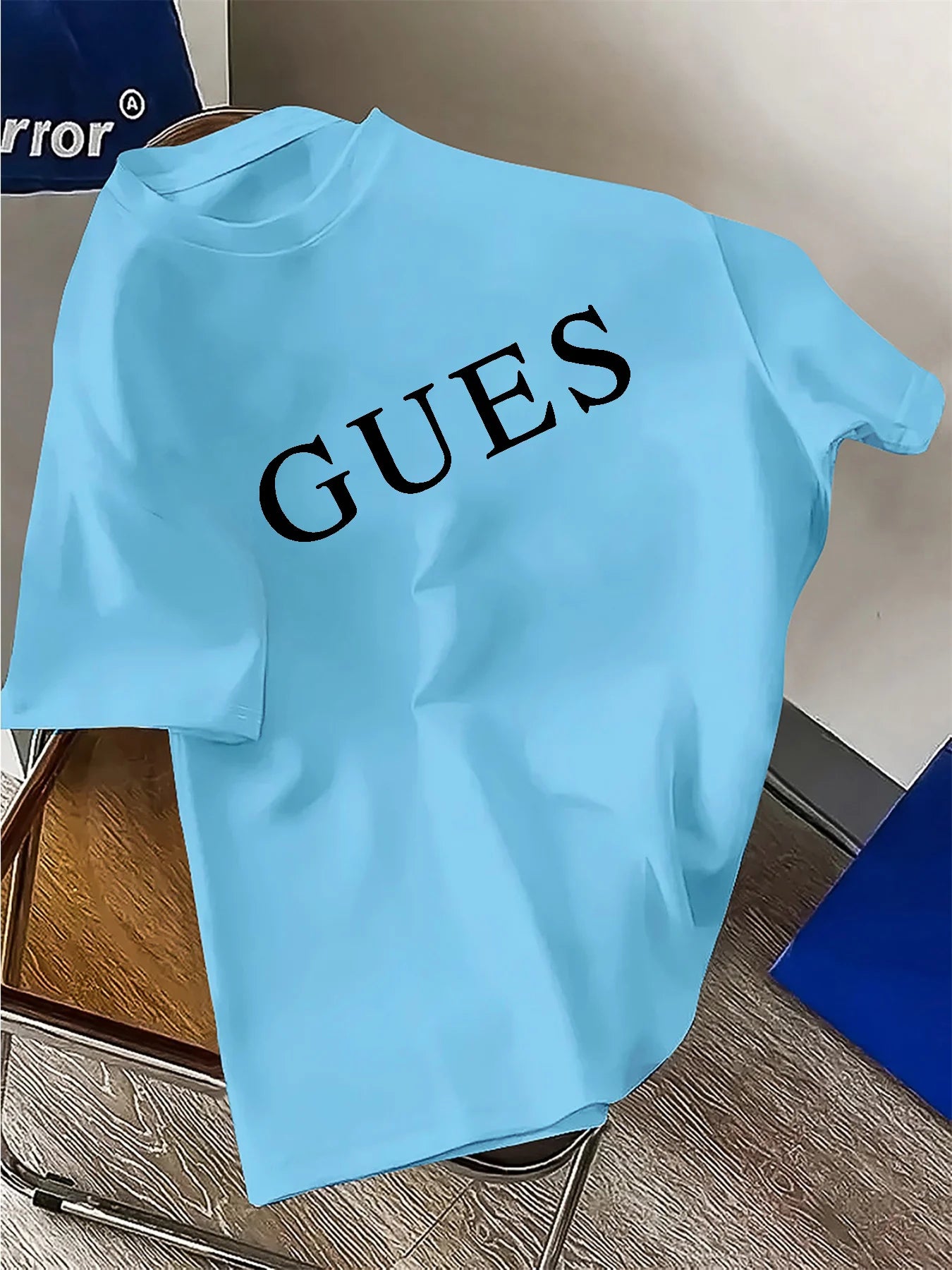 Men's Summer 100% Cotton Fashionable Casual Sports Loose Alphabet Pattern Print Round Neck Short Sleeve T-shirt Top