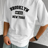 Men's summer 100% pure cotton fashionable casual loose sports Brooklyn pattern printed round neck short sleeved T-shirt top
