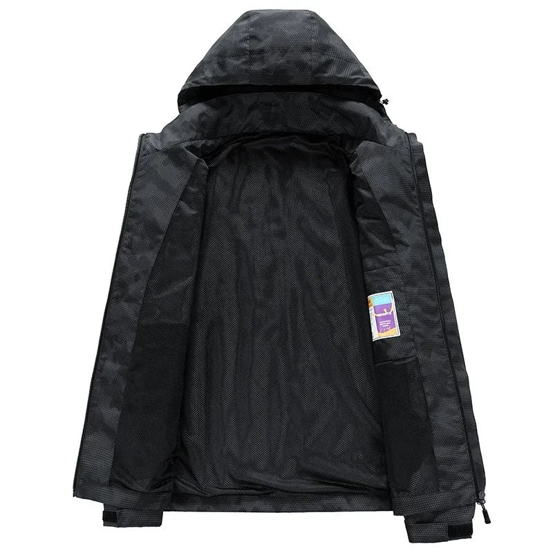 Hooded Hiking Jacket Men Outdoor Bomber Jackets Waterproof Windbreaker Coats