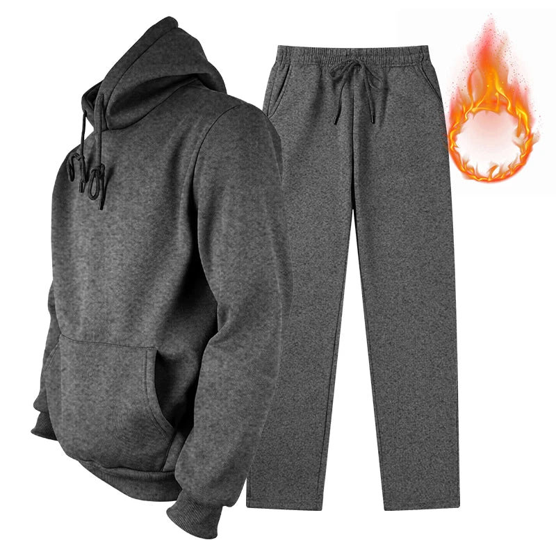 Tracksuit for Men 2 Pieces Fleece Hooded Outfit casual Sweatsuit Set Jogger Suit Outdoor Sportswear