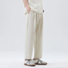 Spring Summer Casual Pant Men Elastic Waist Loose Casual Wide Leg Ankle-length Suit Pant Man Vintage Baggy Pants Trousers