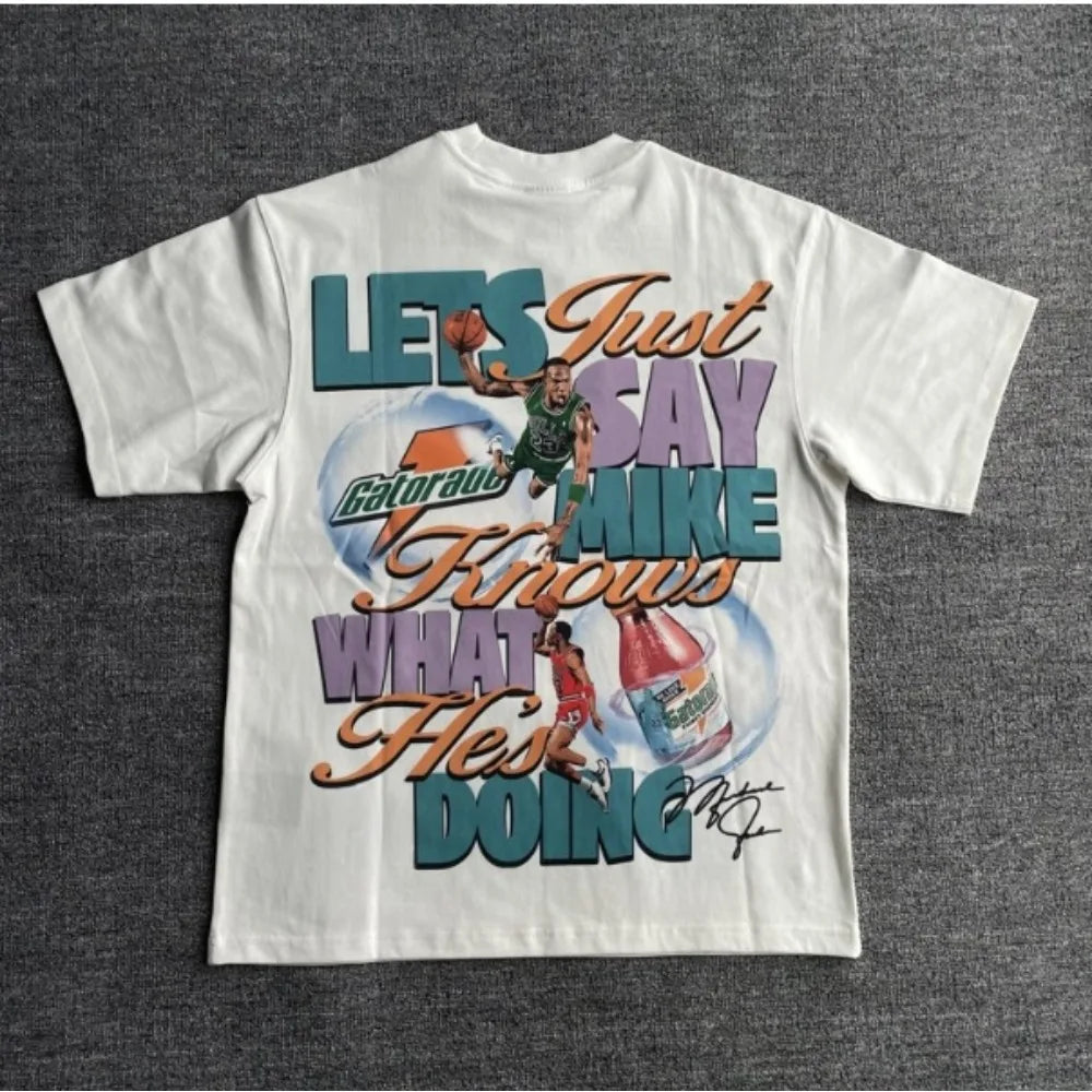 Men's Y2K T-Shirt Basketball Graphic Street Hip Hop Goth Summer Y2K Print Harajuku Short Sleeve Cotton Top Oversized T-Shirt Top