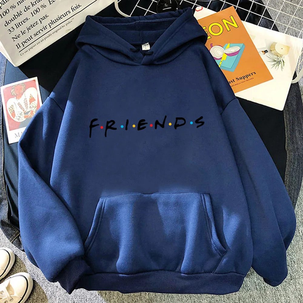 Spring Autumn Men Letter Printing Hoodie Fashion Friends Clothing Casual Hooded Tops Oversized Streetwear Male Solid Color