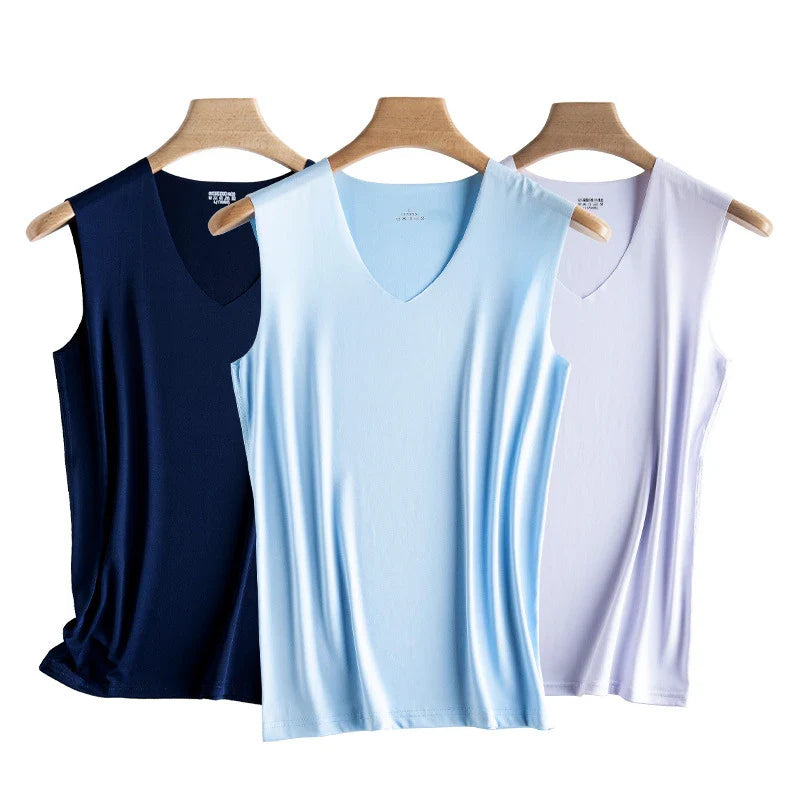 Silk Tank Tops Seamless Mens Sleeveless Vest