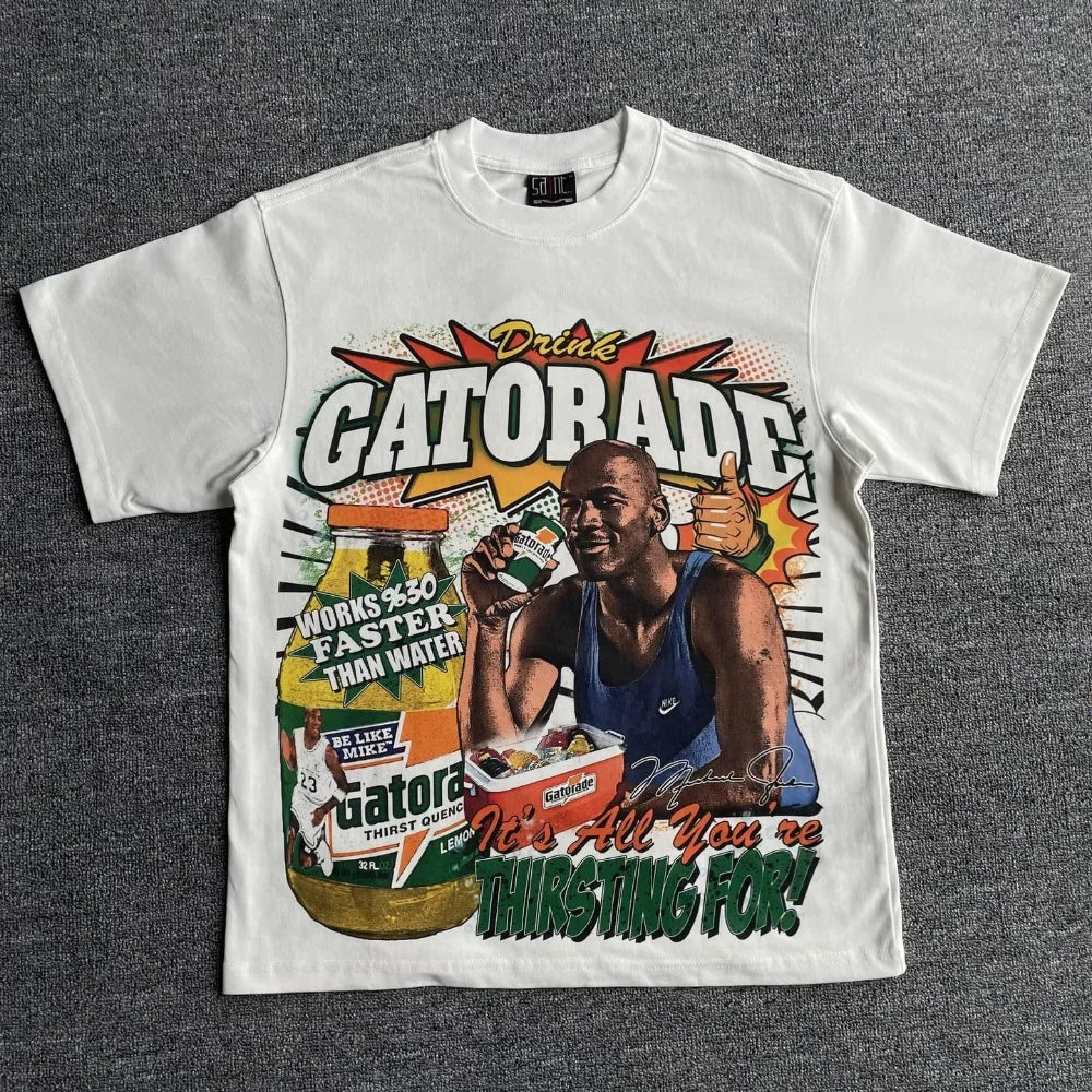 Men's Y2K T-Shirt Basketball Graphic Street Hip Hop Goth Summer Y2K Print Harajuku Short Sleeve Cotton Top Oversized T-Shirt Top