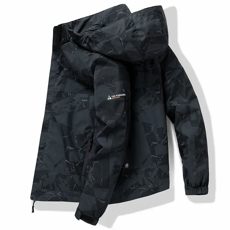 Spring Men's Windbreaker Loose Waterproof Hooded Coat Outdoor Leisure  Jacket Men's
