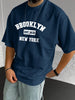 Men's summer 100% pure cotton fashionable casual loose sports Brooklyn pattern printed round neck short sleeved T-shirt top