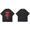 Hip Hop 2024 Summer Washed Black T-Shirt Streetwear Graphic Blurry Face T Shirt Cotton Unisex Men's Tshirt Tops Y2k Tees Hipster