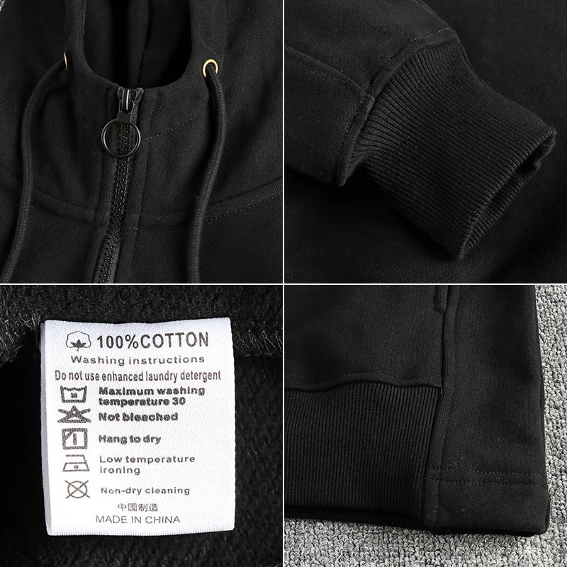 Heavy pile and thick hooded half open collar casual hoodie men three-dimensional cut autumn winter jumper