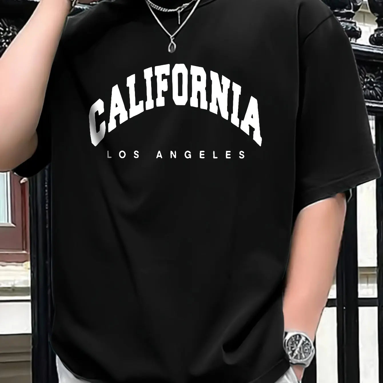 Pop Summer Men's Style Pure Cotton Casual Loose Fit Plus CALIFORNIA Printed Sports Comfortable Round Neck Short Sleeved T-shirt
