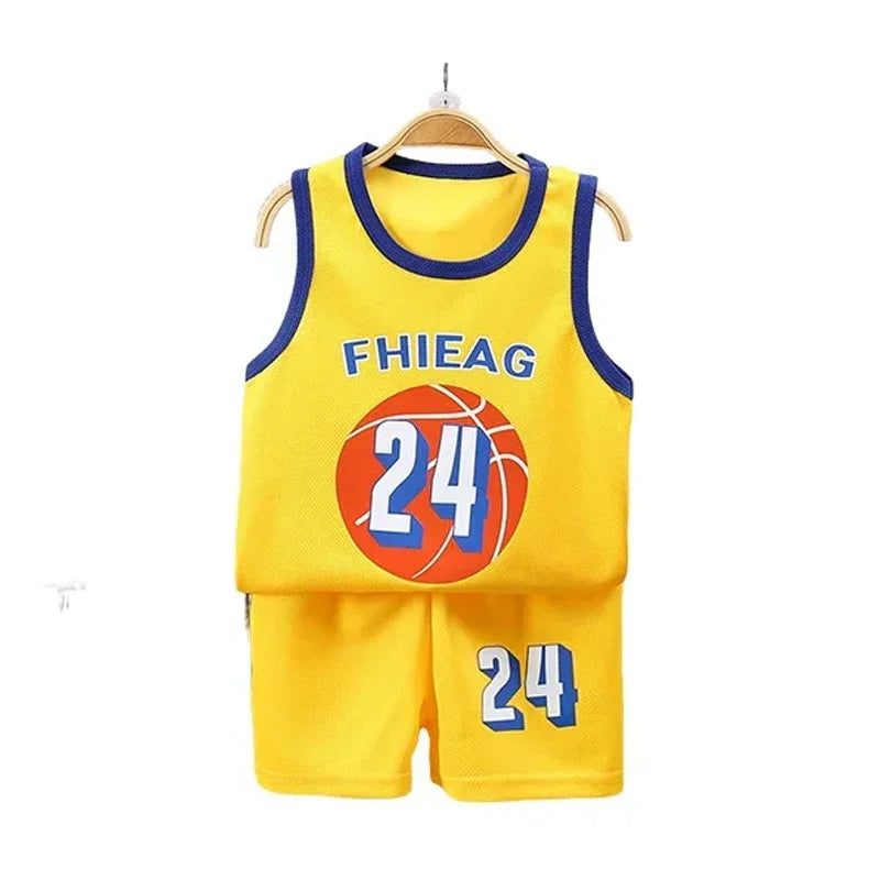 Children Sets Summer Sleeveless Basketball T-shirts