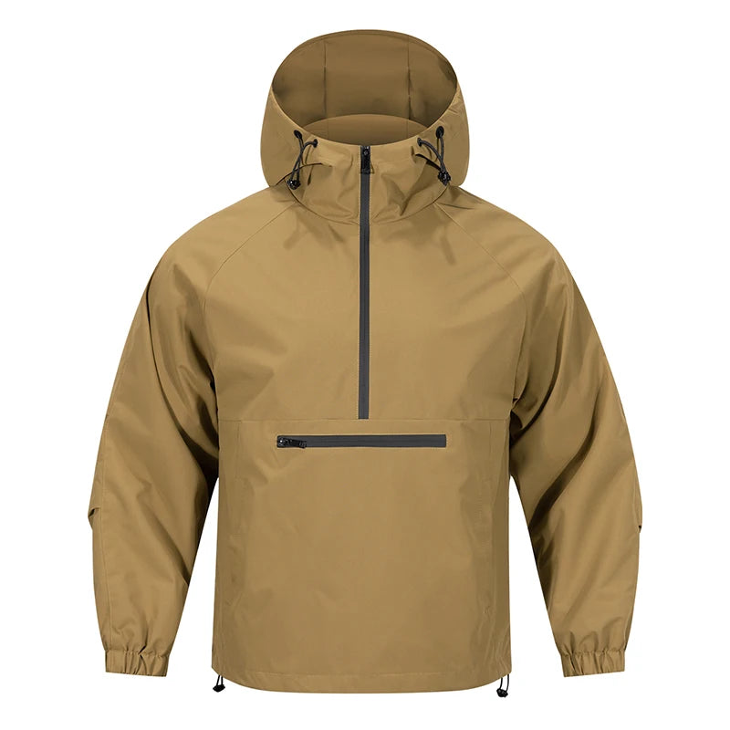 Men's hooded jacket - Spring and Autumn hoodie - American street trend pullover. Sports Outdoor Half Collar Windbreaker&