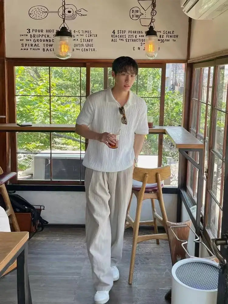 Linen Thin Casual Pants Men Summer New Sle Japanese Lazy Loose Drape Simple Pure Color Straight Leg Pants Breathable