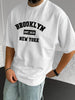 Men's summer 100% pure cotton fashionable casual loose sports Brooklyn pattern printed round neck short sleeved T-shirt top