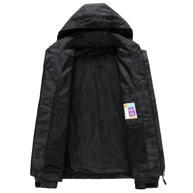 Spring Men's Windbreaker Loose Waterproof Hooded Coat Outdoor Leisure  Jacket Men's