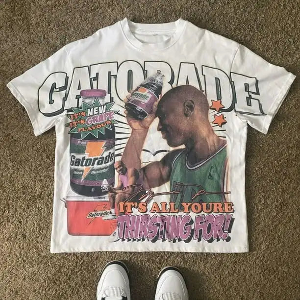 Men's Y2K T-Shirt Basketball Graphic Street Hip Hop Goth Summer Y2K Print Harajuku Short Sleeve Cotton Top Oversized T-Shirt Top