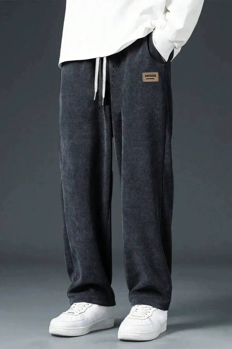 new style Men's corduroy loose European size hanging multi-functional casual straight leg pants, suitable for daily travel