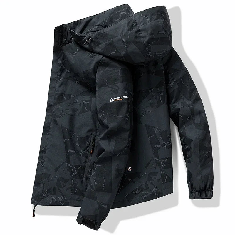 Spring Men's Windbreaker Loose Waterproof Hooded Coat Outdoor Leisure  Jacket Men's
