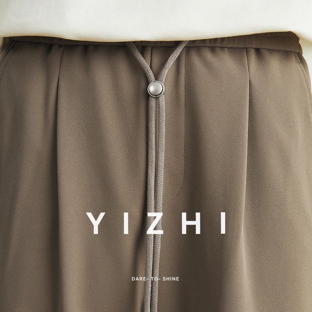 Men's Fashion Commuter Elastic Waist Drawstring Straight Pants Summer New Slightly Elastic Loose Casual Japanese Men's Wear