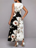 Flower Print New Casual V-Neck Sleeveless Long Dress