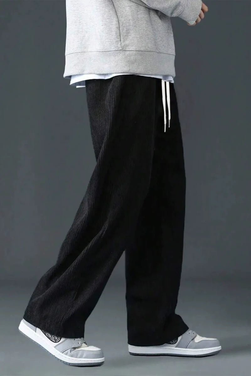 new style Men's corduroy loose European size hanging multi-functional casual straight leg pants, suitable for daily travel