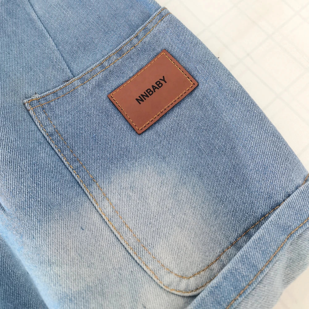IENENS Summer Kids Shorts Young Boys loose Denim Pants Children Straight Washed Jeans Shorts Fit 12-13 Years
