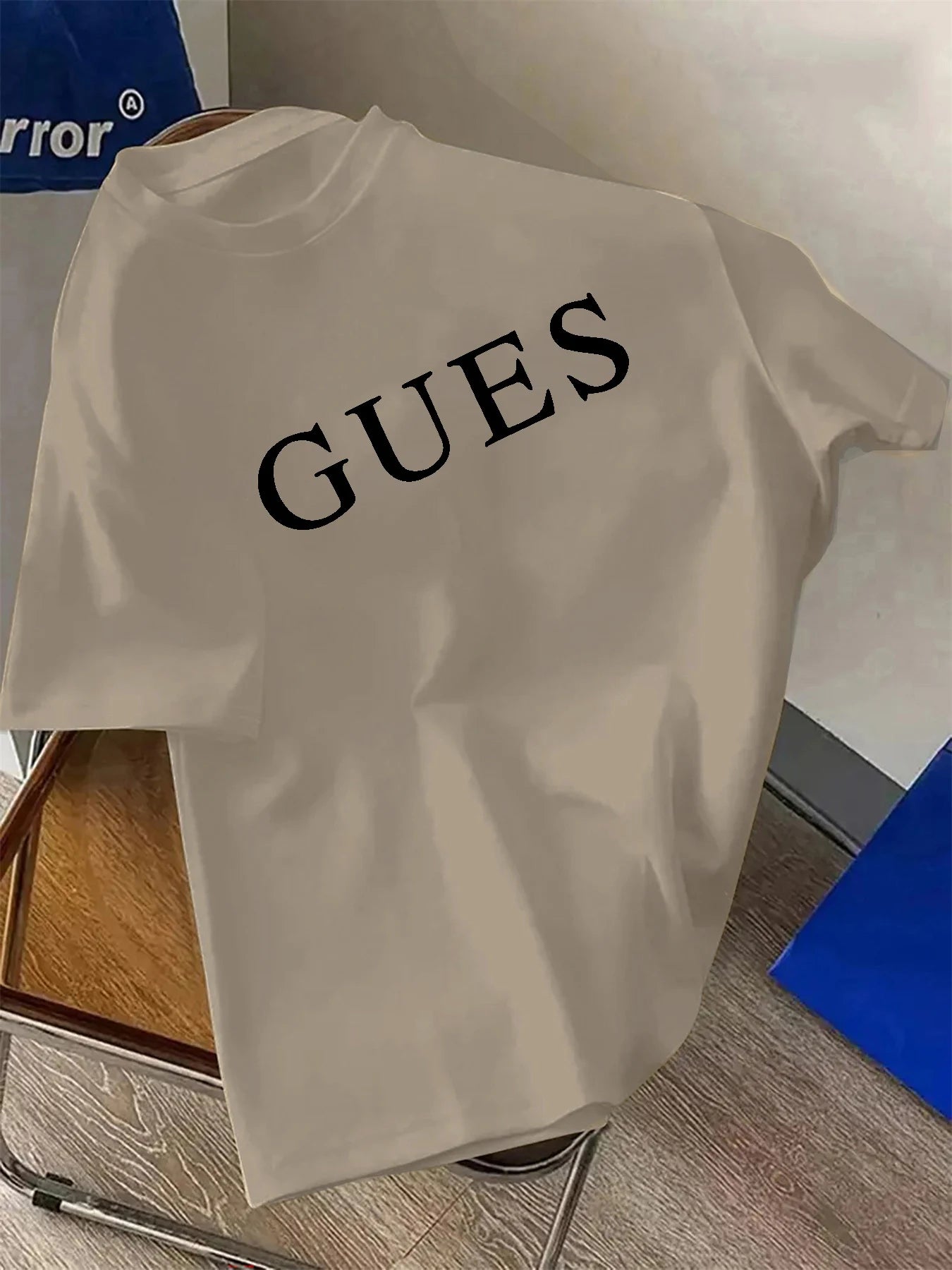 Men's Summer 100% Cotton Fashionable Casual Sports Loose Alphabet Pattern Print Round Neck Short Sleeve T-shirt Top