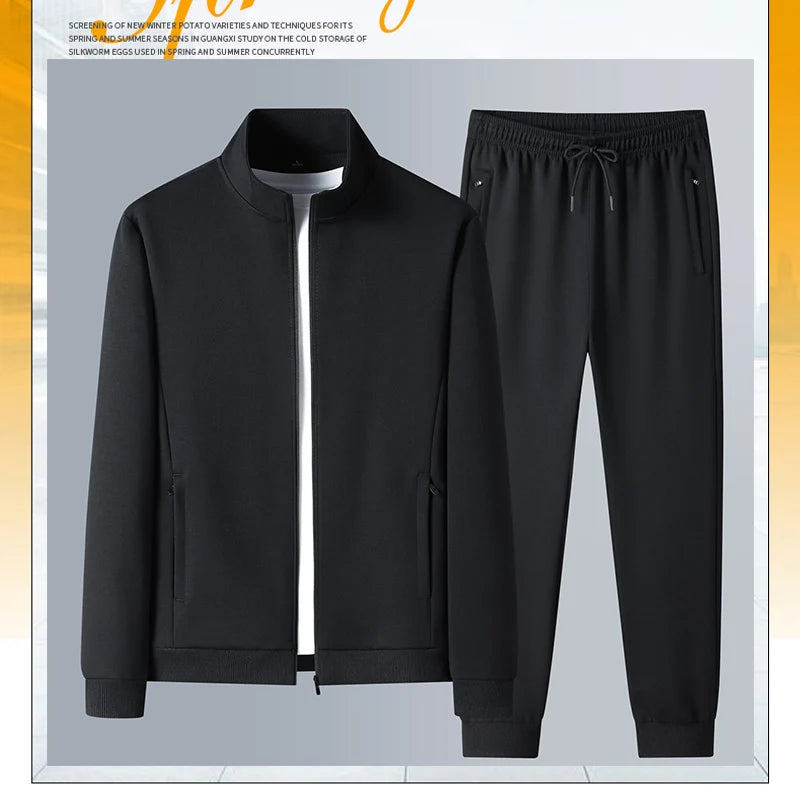 Men Set Large Size Fashion New Autumn Spring Suit Sweatshirt Sweatpants Male Tracksuit Jacket+pants Running Jogging Men's Set