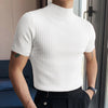 Tight T-shirt Casual Streetwear Textured High-neck Solid