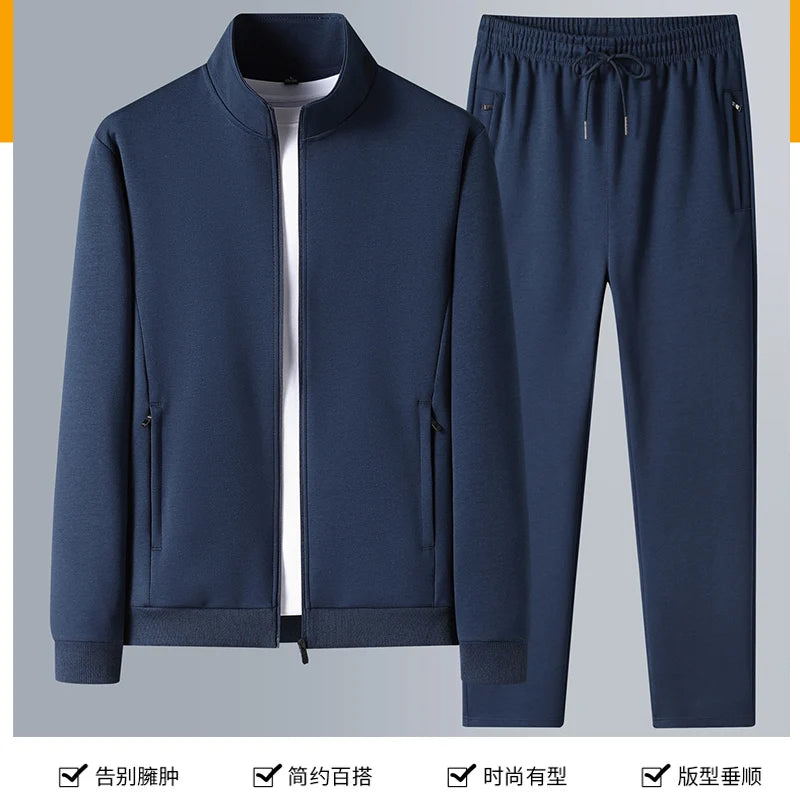 Men Set Large Size Fashion New Autumn Spring Suit Sweatshirt Sweatpants Male Tracksuit Jacket+pants Running Jogging Men's Set