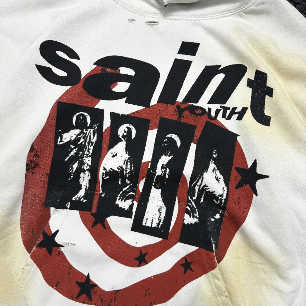 Yao Fashion Saint OF Michael Streetwear Vintage Graphics Print Hooded Men Clothing HipHop Y2k Pullover Sweatshirt For Men