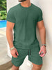 Summer men's short-sleeved and shorts set, simple and casual, high-quality outdoor men's wear, summer fashionable loose pullover