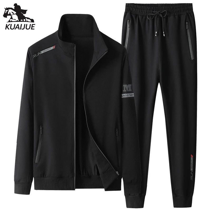 Men Sportswear Sets Spring Autumn New Hooded Suit Mens Sports Tracksuit Solid color Men's 2 Piece Set Sweatshirt+Sweatpants 201