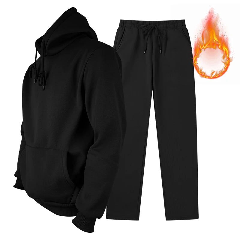 Tracksuit for Men 2 Pieces Fleece Hooded Outfit casual Sweatsuit Set Jogger Suit Outdoor Sportswear