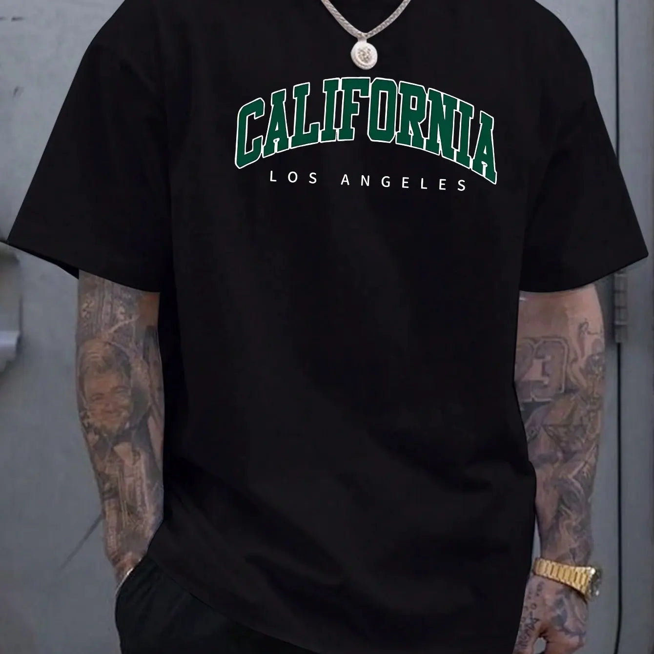 California Letter Printed Summer Men's Cotton Short Sleeve Casual Sports Tops Loose Large Comfortable Round Neck T-shirt