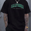 California Letter Printed Summer Men's Cotton Short Sleeve Casual Sports Tops Loose Large Comfortable Round Neck T-shirt