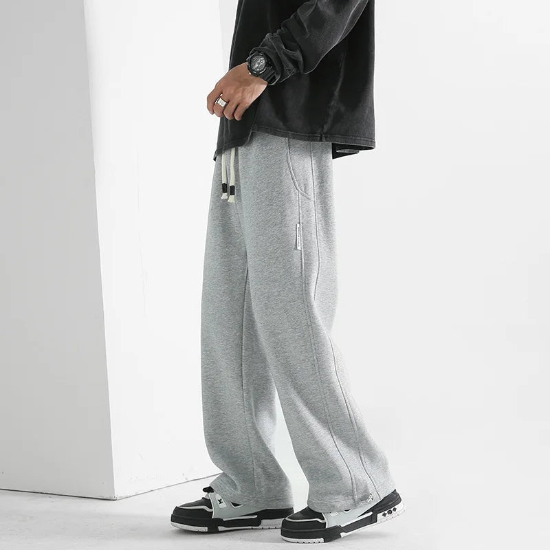 Loose Fit Joggers for Men Straight Wide Leg Pants Casual Drawstring Trousers Men Soft Comfortable Spring Fall Pants