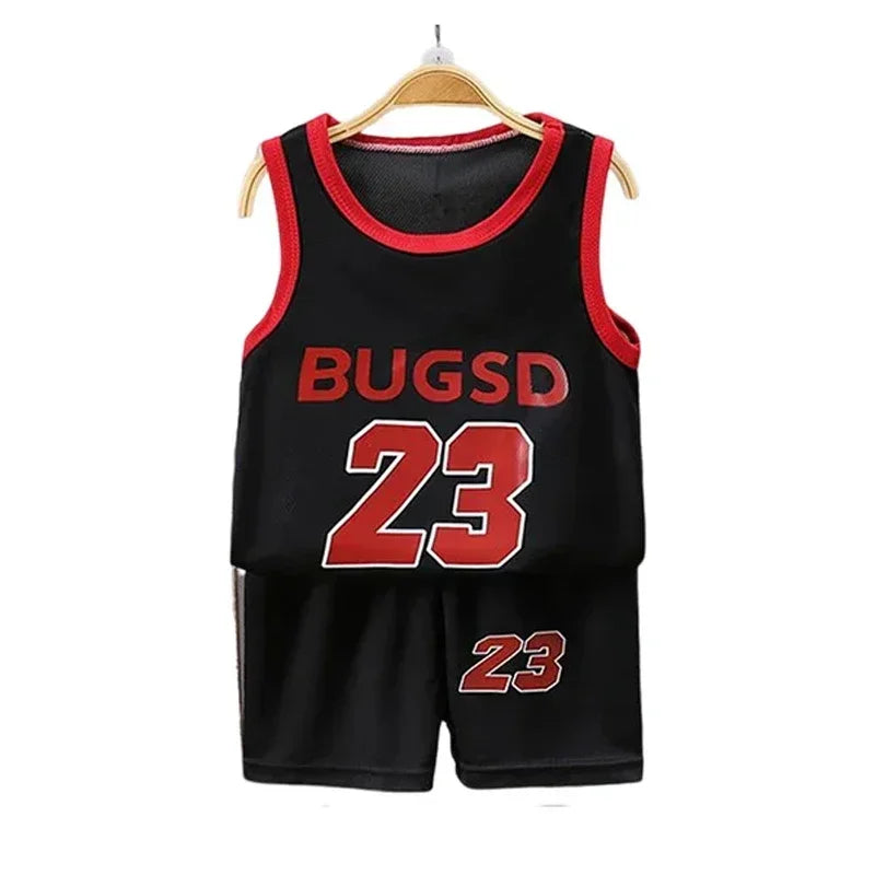 Children Sets Summer Sleeveless Basketball T-shirts