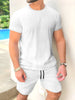 Summer men's short-sleeved and shorts set, simple and casual, high-quality outdoor men's wear, summer fashionable loose pullover